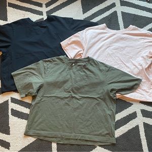 3 top bundle!! Supima cotton workout or casual short sleeve tops (L)